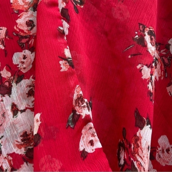 KUT from the Kloth red floral sheer long sleeve blouse, size small - Picture 2 of 9